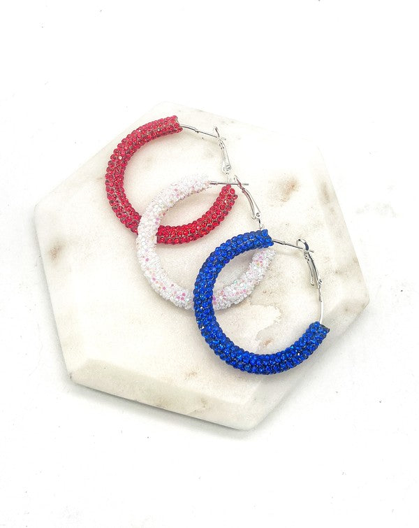 White Glitter Hoop Earrings